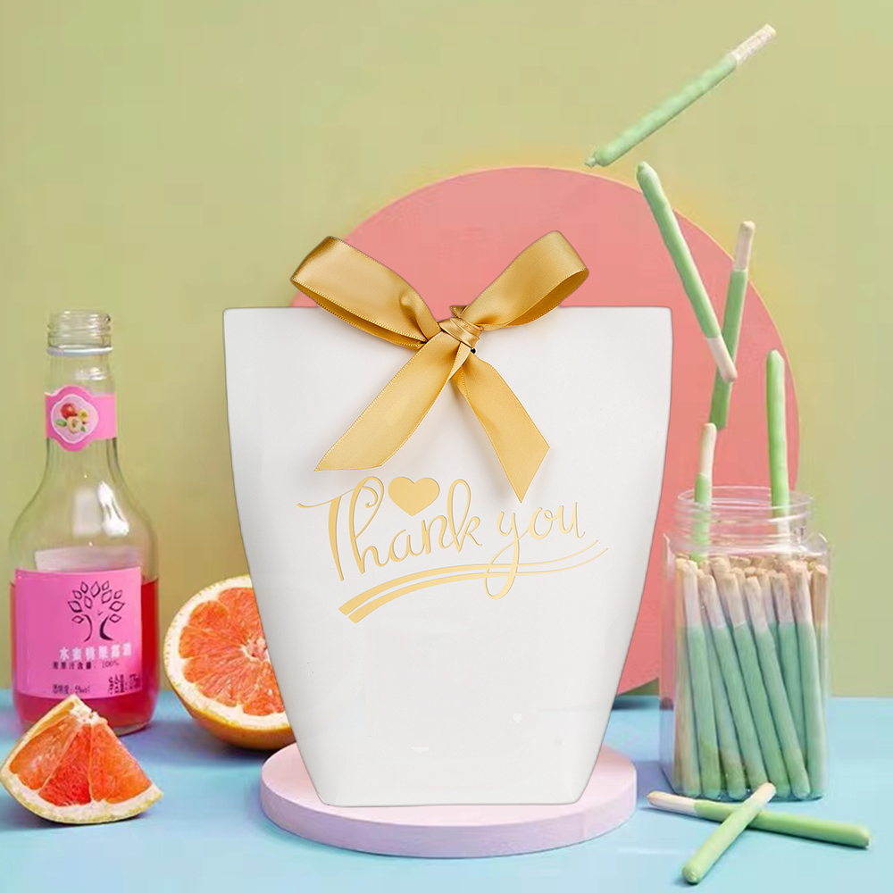 Small gift bag with ribbon print your own logo customized luxury shopping paper bags