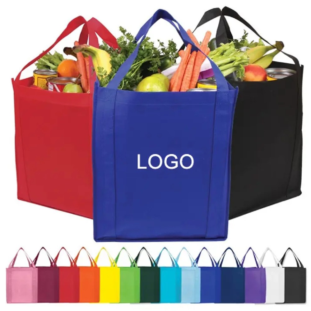 Custom Non- Woven Bag Print Ecological Reusable Supermarket Grocery Promotion Shopping Non Woven Carry Fabric Tote Cloth Bag