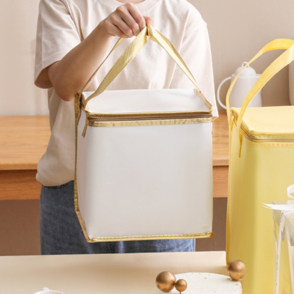 Customized Logo Non- Woven Aluminum Foil Insulated Lunch Box Picnic Tote Grocery Cake Box  Thermal Shopping Cooler Bag