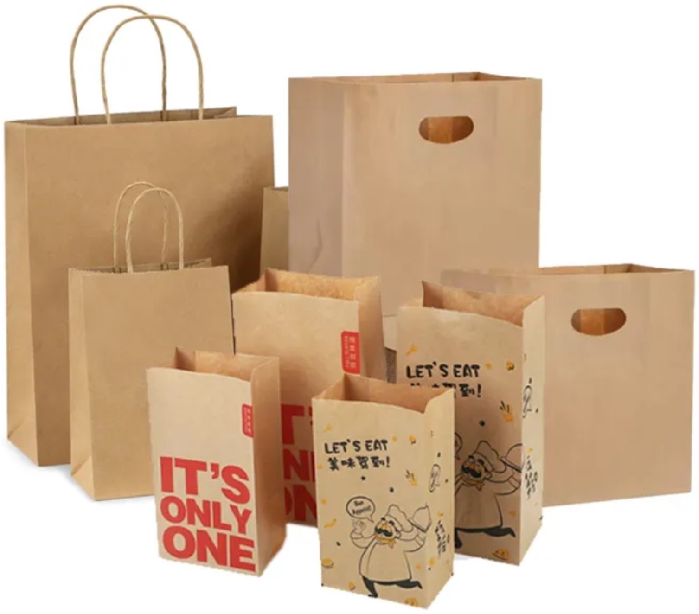 Logo Print Kraft Paper Bag Manufacturer Recycle Paper Shopping Bag